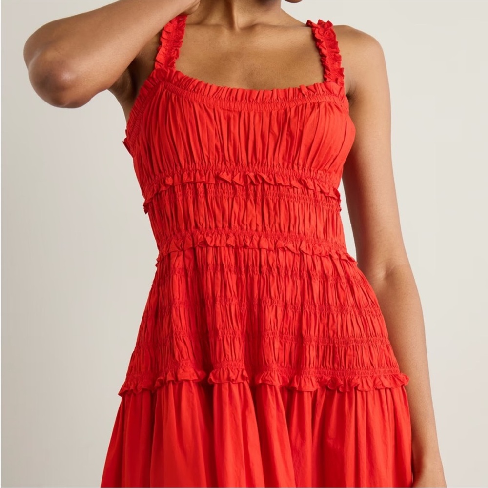 Doen Red Smocked Midi Dress - Picture 4 of 7